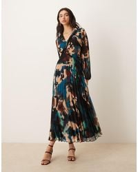 ASOS - Twist Detail Wrap Front Pleated Midi Dress - Lyst