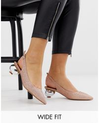 ASOS Туфли Для Широкой Стопы С Блестками Цвета Розового Золота И Ремешком Через Пятку - Многоцветный