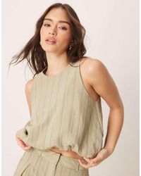ASOS - Top A Rayas Tonales Con Bajo Abullonado De (Parte De Un Conjunto) - Lyst