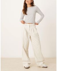 ASOS - Turn Up Hem Wide Leg Cord Trousers - Lyst