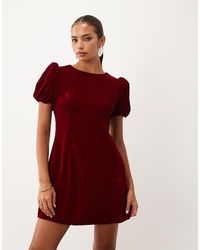 Nobody's Child - Boston Puff Sleeve Velvet Mini Dress - Lyst