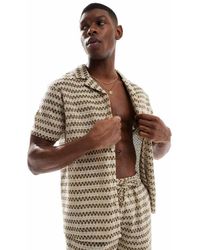 Aray - Camisa Playera Oliva De Manga Corta De Croché De - Lyst