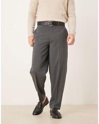 ASOS - Pantalon oversize élégant coupe fuselée à fines rayures - anthracite - Lyst