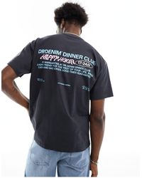 Dr. Denim - Trooper - t-shirt décontracté à imprimé happy hour au dos - anthracite foncé - Lyst