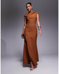 Jarlo - High Neck Maxi Dress With Thigh Split - Lyst