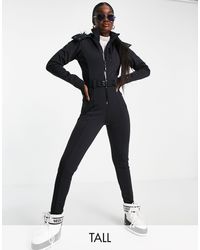 ASOS 4505 - Tall Ski Fitted Belted Ski Suit With Fur Faux Hood - Lyst