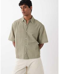 ASOS - Boxy Oversized Linen Look Stripe Shirt - Lyst