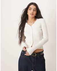 ASOS - Button Front V Neck Cardigan With Frill - Lyst