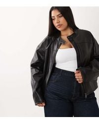 ASOS - Asos Design Curve Motorsport Leather Look Moto Jacket - Lyst