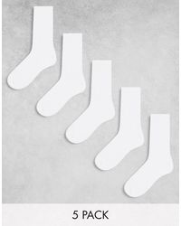 Weekday - Pack De 5 Pares De Calcetines Blancos De Canalé De - Lyst