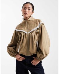 Miss Selfridge - Trainingsjack Met Opstaande Boord En Kanten Rand - Lyst