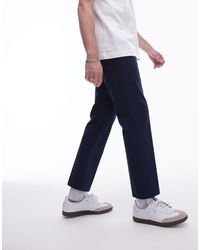TOPMAN - Smart Compact Cotton Straight Leg Trouser - Lyst