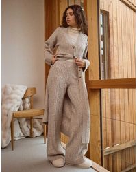 4th & Reckless - Contains Wool Cable Knit Relaxed Wide Leg Trouser Co-Ord - Lyst