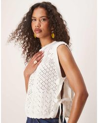 ASOS - Top Sin Mangas Con Diseño Estilo Patchwork Y Lazadas Laterales De Punto Calado De - Lyst