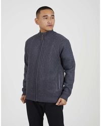 Brave Soul - Funnel Neck Waffle Knit Zip Through Cardigan - Lyst
