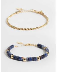 ASOS - 2 Pack Flat Rounded Edge Beaded And Rope Chain Bracelet - Lyst