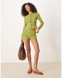 ASOS - Pantalones Muy Cortos Verdes A Rayas De (Parte De Un Conjunto) - Lyst