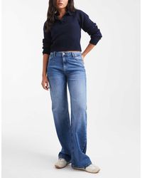 Pieces - Silke Mid Rise Wide Leg Jeans - Lyst