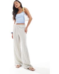 Only Petite - Seersucker Wide Leg Pants - Lyst
