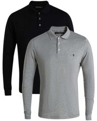 French Connection - 2 Pack Cotton Long Sleeve Polo Shirts - Lyst