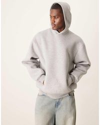 ASOS - Sudadera Gris Jaspeado De Corte Cuadrado Extragrande Con Capucha Y Cremallera De Tejido Grueso Efecto Neopreno De - Lyst