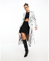 Never Fully Dressed - Metallic Pu Midaxi Trench Coat - Lyst
