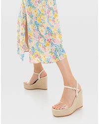 Stradivarius - Espadrille Wedge With Clear Strap - Lyst