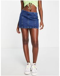 New Look - Denim Mini Skirt With Seam Detail - Lyst