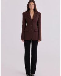 House Of Cb - Luella Chocolate Crepe Hourglass Blazer Jacket - Lyst