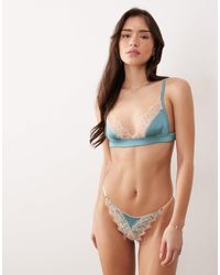 Noblesse Oblige - Luna Satin Lace Triangle Bralette - Lyst