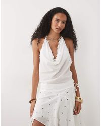 Mango - Marea Embellished Halter Neck Beach Top - Lyst
