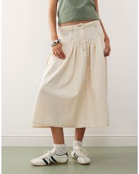 Collusion - Linen Look Skirt With Contrast Stitch - Lyst
