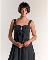 Glamorous - Tie Front Midi Dress - Lyst
