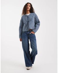 Levi's - Doorgestikt Gestreept Denim Jack Met Strikken Aan De Voorkant - Lyst