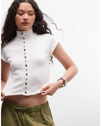 Reclaimed Vintage - Button Through High Neck Compact Knitted Tank - Lyst