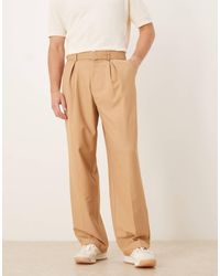 ASOS - Smart Wide Leg Belted Trousers With Front Pleat - Lyst
