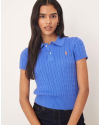 Polo Ralph Lauren - Cropped Short Sleeve Cable Knit Jumper - Lyst