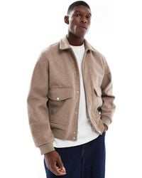 Jack & Jones - Faux Wool Bomber With Collar - Lyst