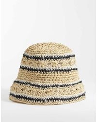 ASOS - Packable Straw Open Weave Stripe Bucket Hat-neutral - Lyst
