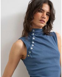 TOPSHOP - Asymmetric Button Detail Sleeveless - Lyst