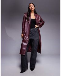 River Island - Jas Van Imitatieleer Met Lange Pasvorm En Overslag - Lyst