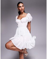 Princess Polly - Danny Puff Sleeve Tie Open Back Mini Dress - Lyst