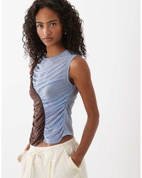 ASOS - Mesh Ruched Colour Block Tank Top - Lyst