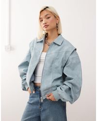 Lioness - Exclusive Vista Leather Look Contrast Stitch Bomber Jacket - Lyst