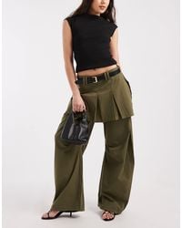 ASOS - Barrel Leg Pants With Pleated Skirt Overlay - Lyst