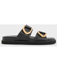 Charles & Keith - Gabine-Buckle Leather Slides - Lyst