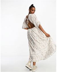 Vero Moda - Floral Midi Dress With Open Back Detail - Lyst