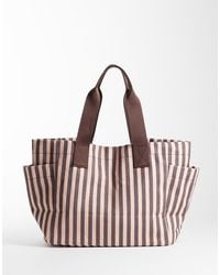 ASOS - Striped Canvas Pocket Tote Bag - Lyst