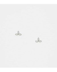 Kingsley Ryan - Pendientes De Botón Con Diseño De Gemas En Forma De Hoja De Plata De Ley De -Plateado - Lyst