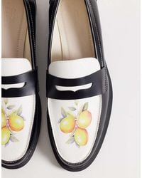 ASOS - Two Tone Penny Loafers With Lemon Graphic - Lyst